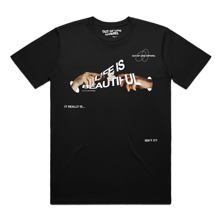 BLACK "LIFE IS BEAUTIFUL" TEE