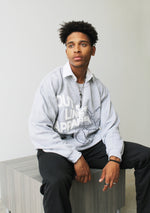 GREY "MAPPED" CREWNECK